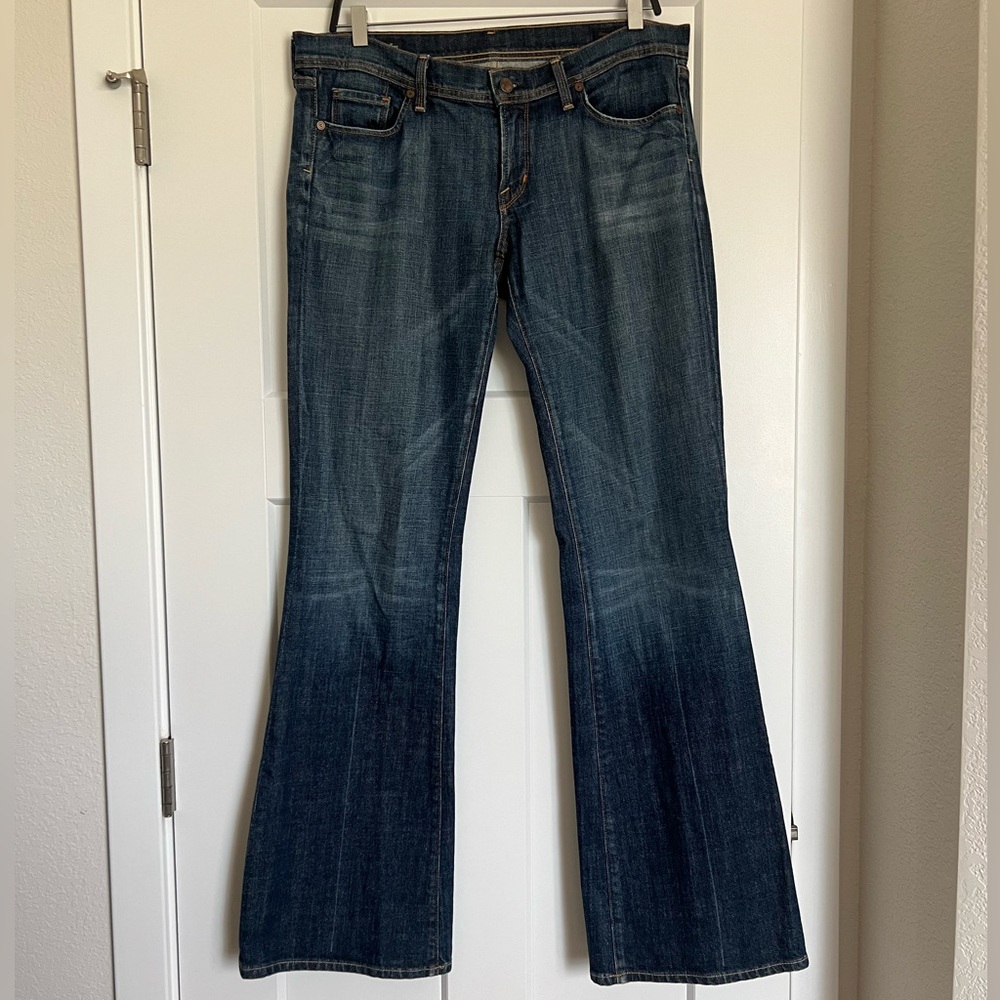 SOLD Citizens of Humanity Ingrid Stretch Low Waist Flare Dark Wash Jeans |
